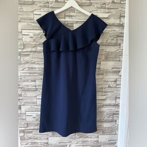 Roz & Ali || Dressbarn Shealth Formal Ruffle Cocktail Vneck Midi Dress 8